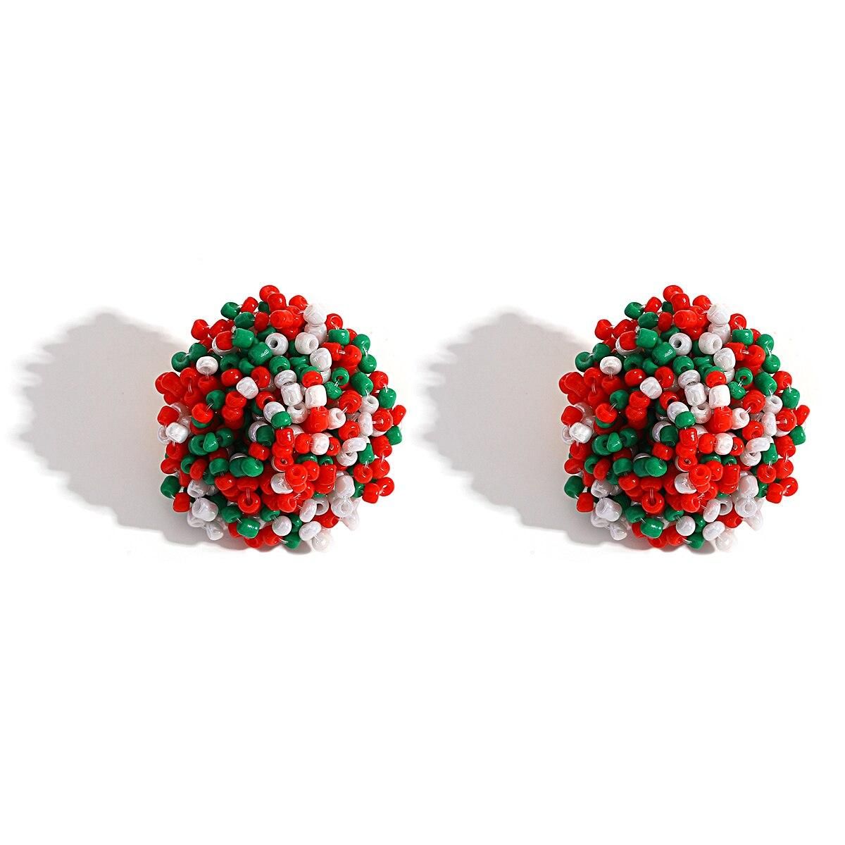 Lifefontier Handmade Colorful Acrylic Beads Round Stud Earring Minimalist Ethnic Resin Circle Earring For Women Charm Jewelry