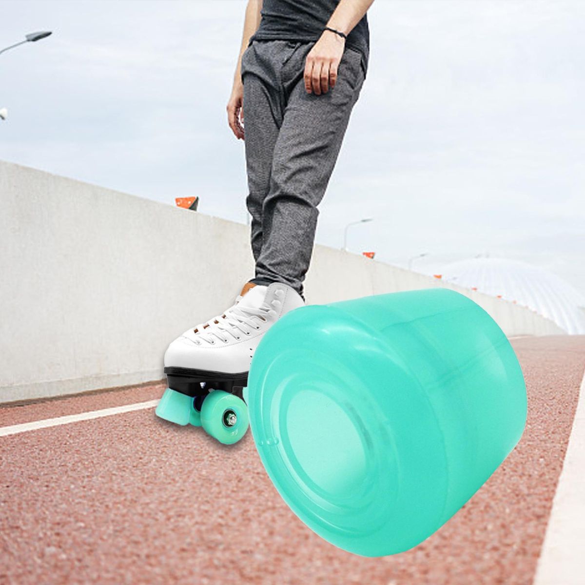 2Pcs Skate Wheels Double-Row Roller Skating Brake Jam Plugs Green