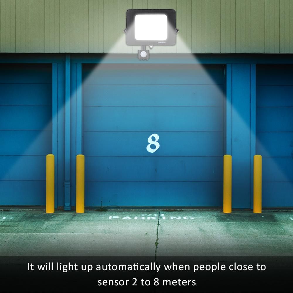 Tomshine AC220V-240V 50W Led Sensitive Motion Sensor Flood Light Project Lamp PIR Motion Inductor Lamp Adopted Human Infrared Technology IP65 Water-resistant for Garage Patio Yard Stairs Front Door Outdoor