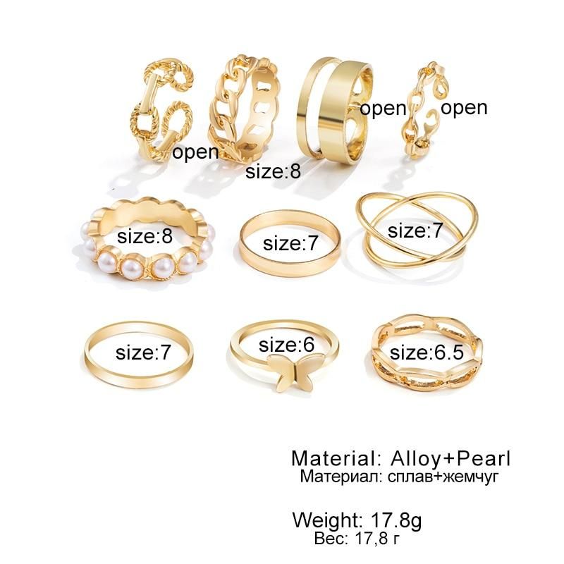 IPARAM Bohemian Geometric Hollw Out Wide Ring Set Women's Vintage Butterfly Circle Joint Ring Boho Finger Rings Jewelry