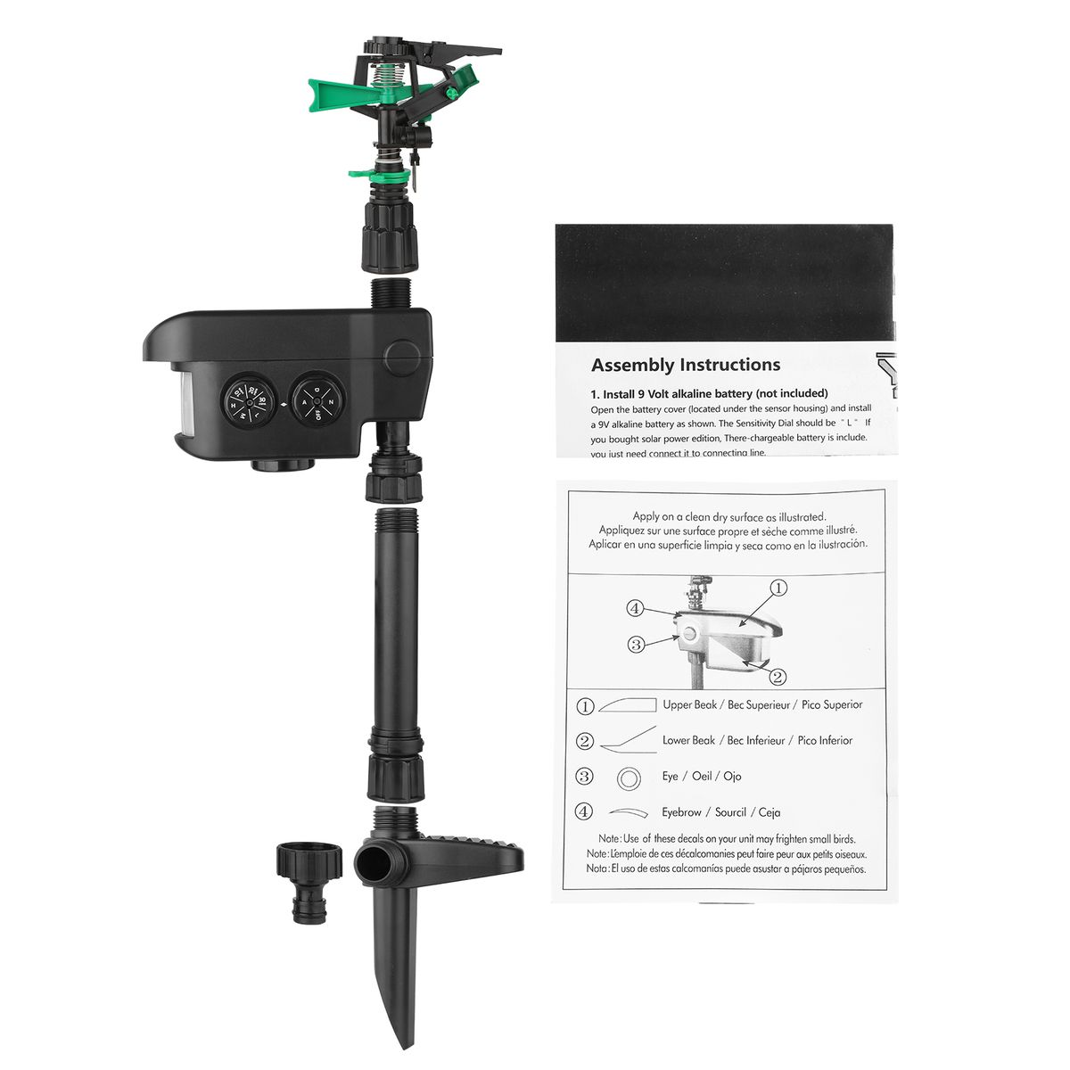 Solar Power Motion-Activated Sprinkler Animal Repeller With
