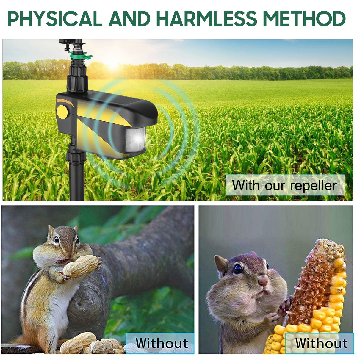Solar Power Motion-Activated Sprinkler Animal Repeller With