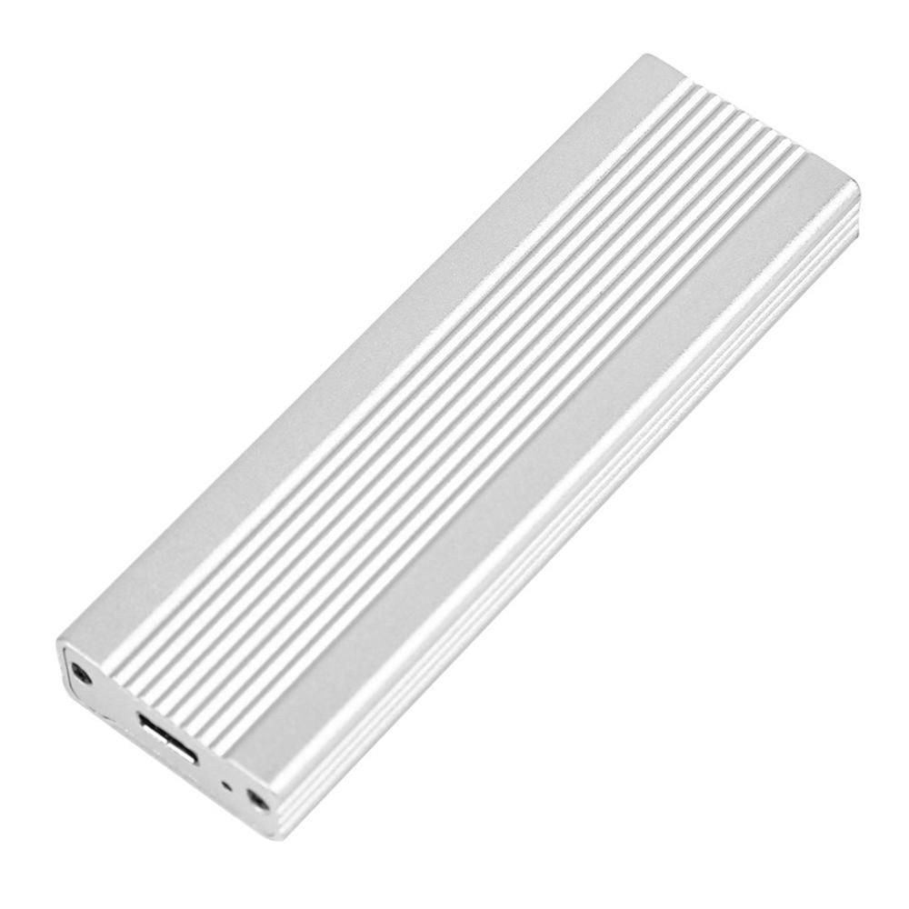 M.2 NVMe/SATA Dual Protocol Mobile Hard Disk Case USB3.1 Type-C External SSD Enclosure Aluminum Alloy Shell Silver