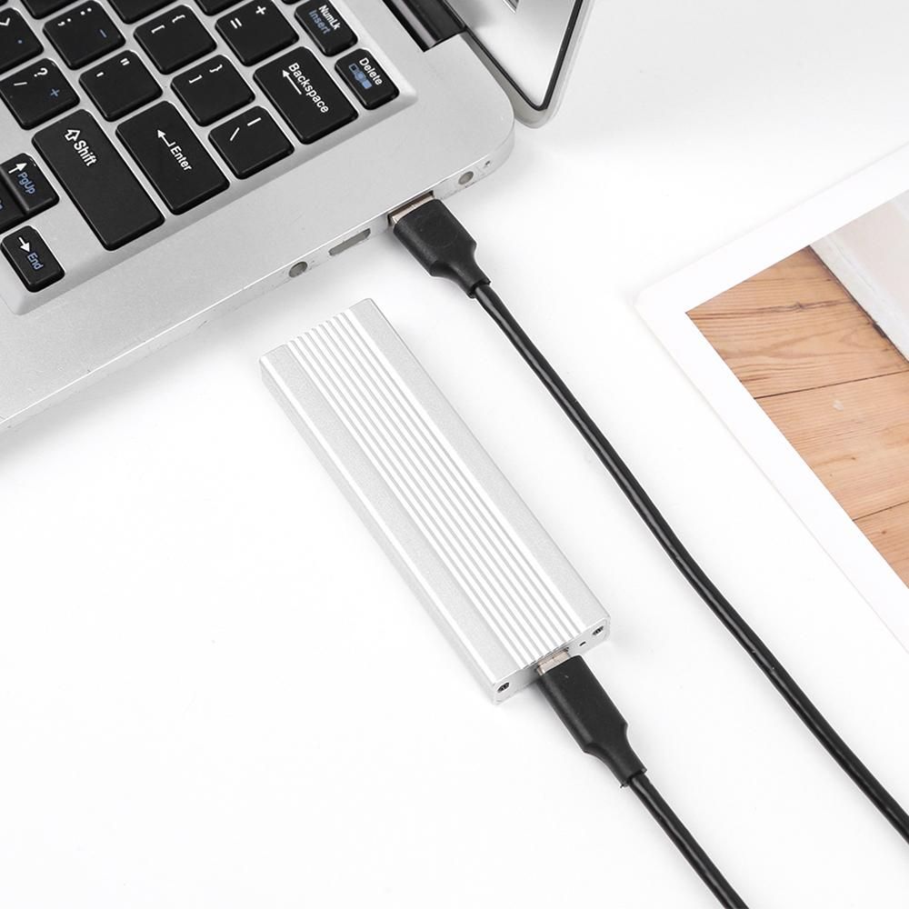 M.2 NVMe/SATA Dual Protocol Mobile Hard Disk Case USB3.1 Type-C External SSD Enclosure Aluminum Alloy Shell Silver