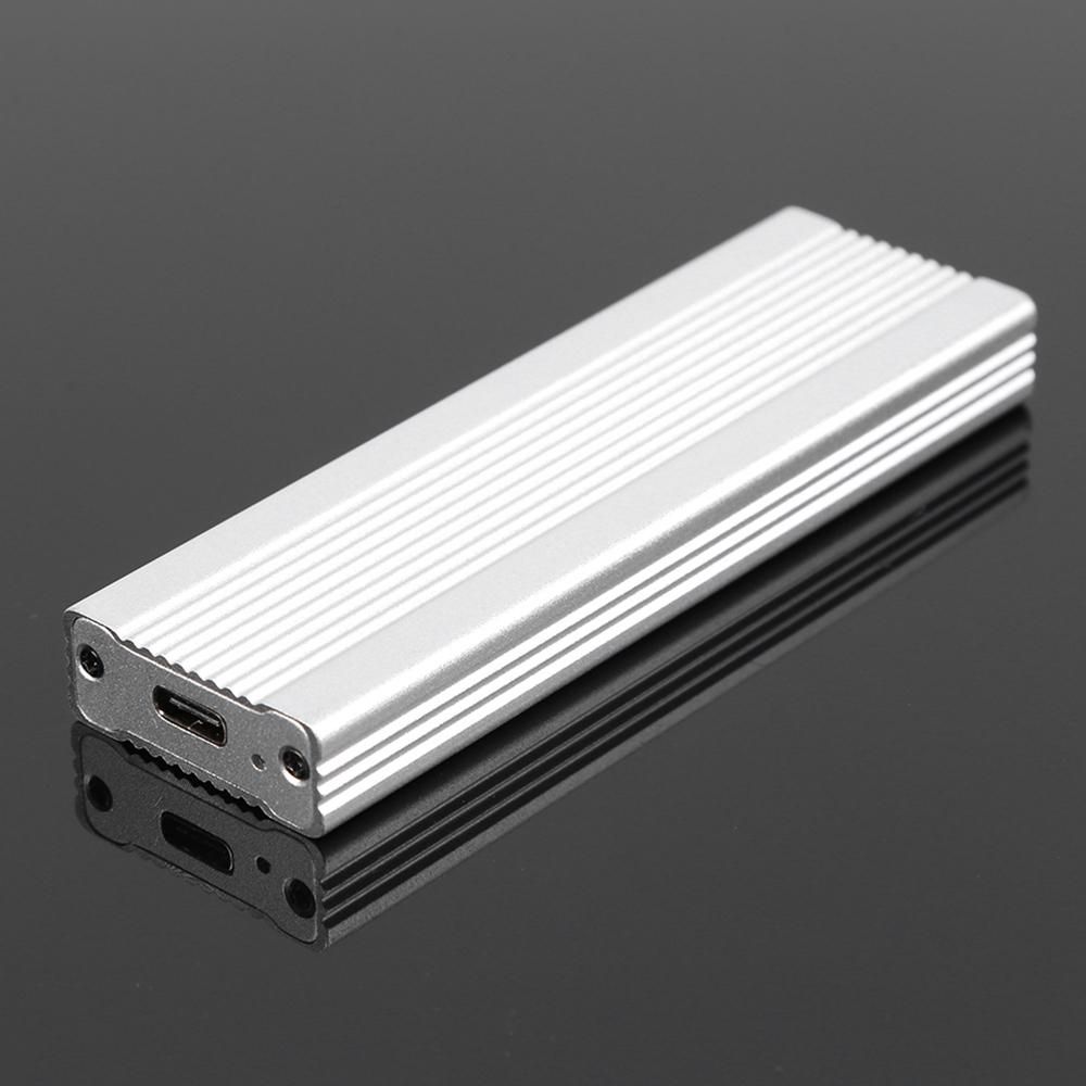 M.2 NVMe/SATA Dual Protocol Mobile Hard Disk Case USB3.1 Type-C External SSD Enclosure Aluminum Alloy Shell Silver