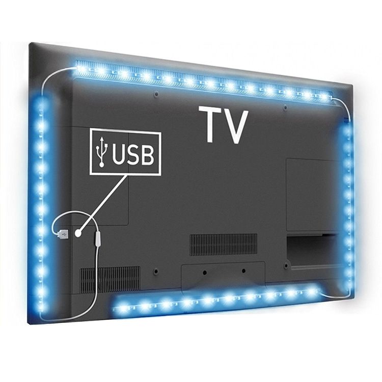 4 X 50cm USB TV Epoxy Rope Light, Wide: 10mm, 3W IP65 Waterproof 30 LEDs SMD 5050 With 44-keys Remote Controller(Colorful Light)