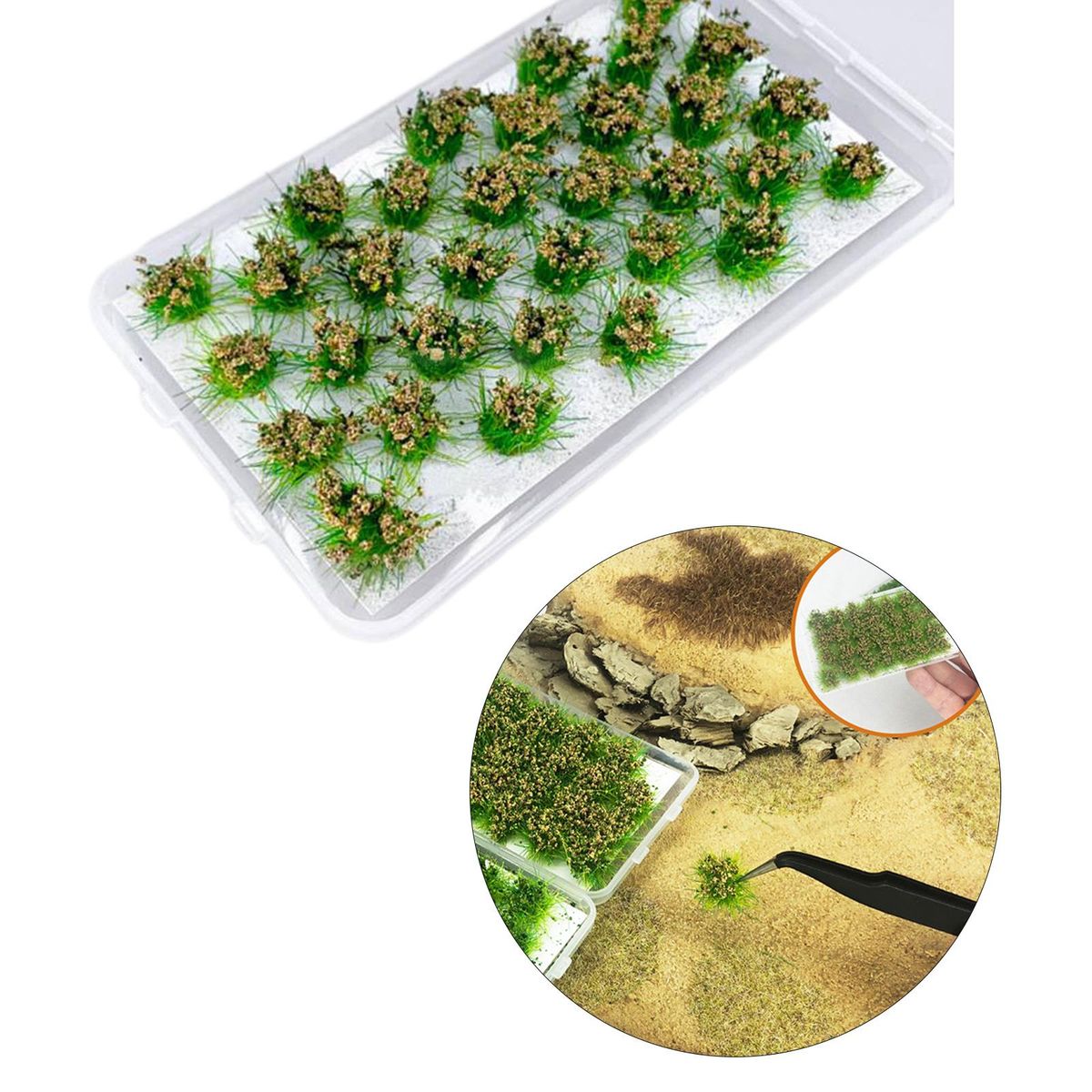 Cluster Grass Tufts Bushy Static Scenery Model 32 Strains Hay Green