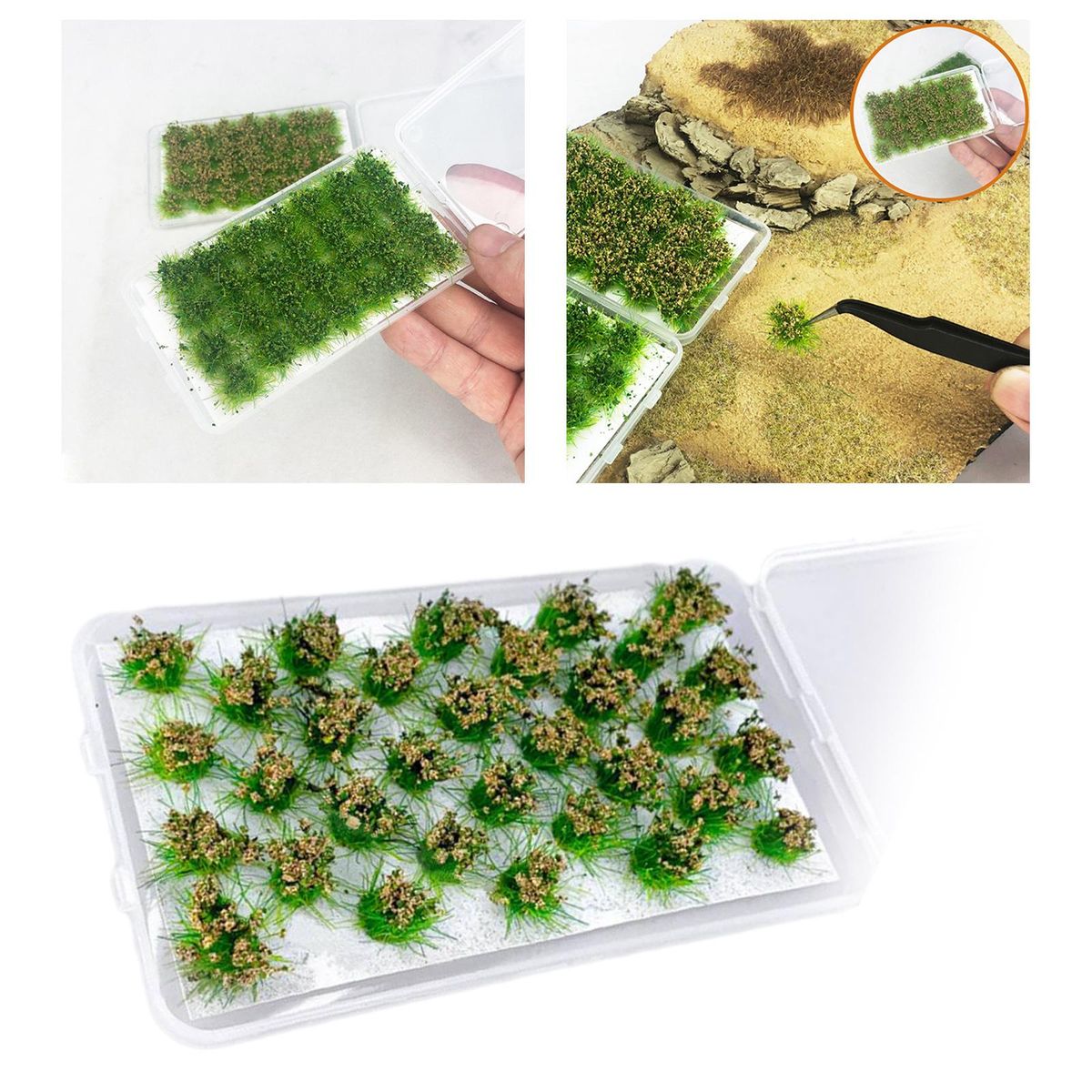 Cluster Grass Tufts Bushy Static Scenery Model 32 Strains Hay Green