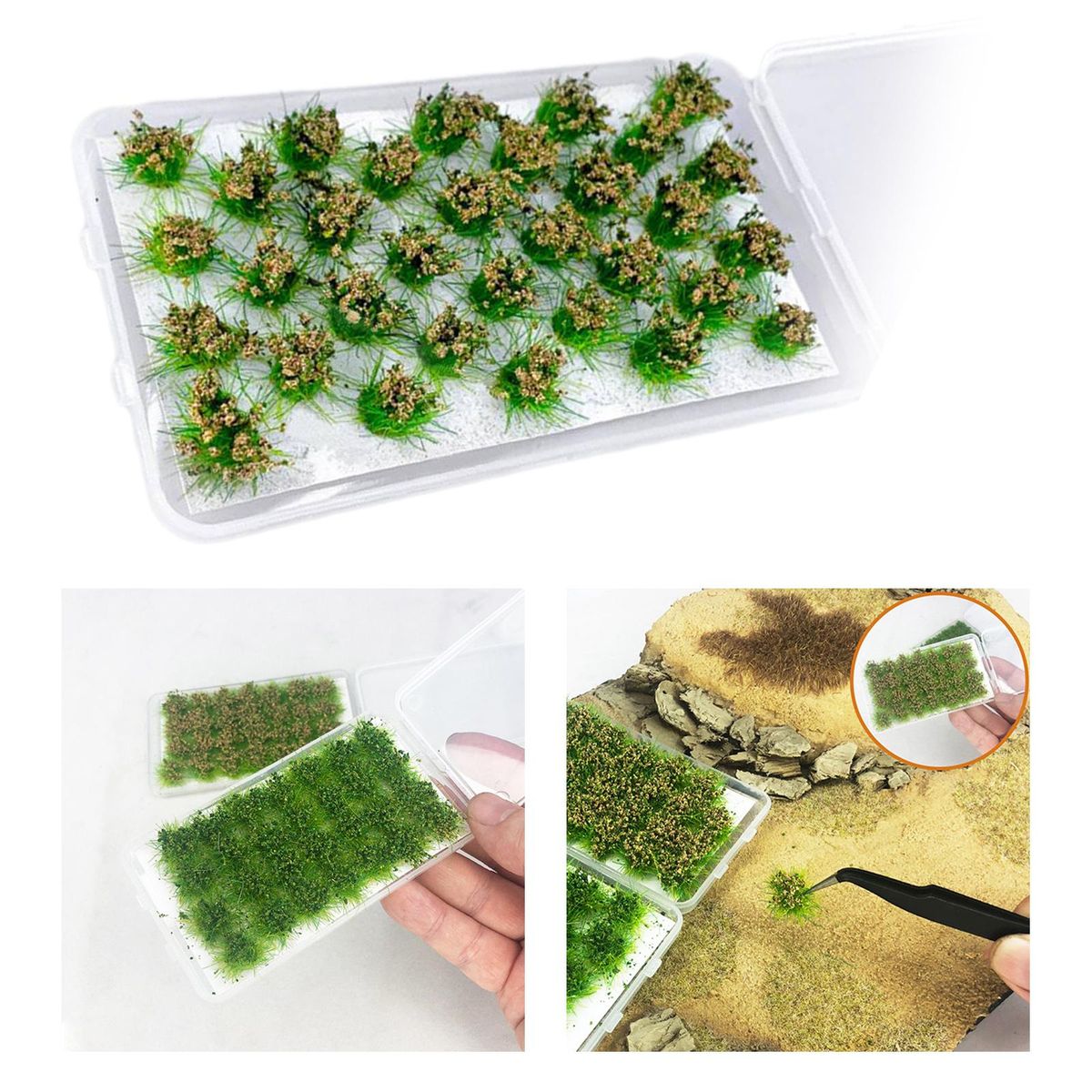 Cluster Grass Tufts Bushy Static Scenery Model 32 Strains Hay Green