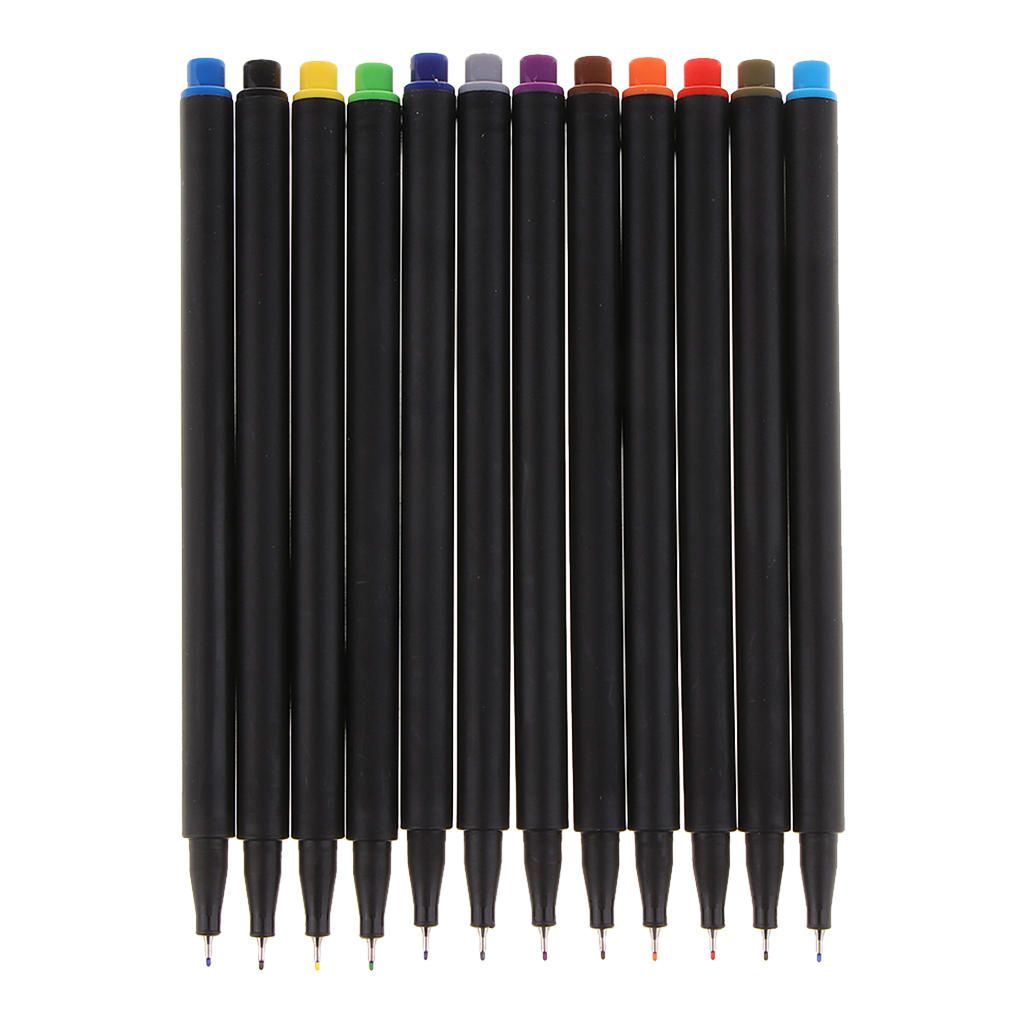 12Colors Fineliner Fine Line Point Colored Writing Drawing For