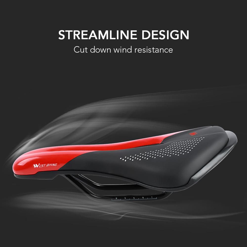 Bike Saddle Steel Rails Mountain Bicycle Seat Soft PU Leather Road MTB Bike Saddle Hollow Breathable Bike Saddle Bike Accessories Riding Equipment