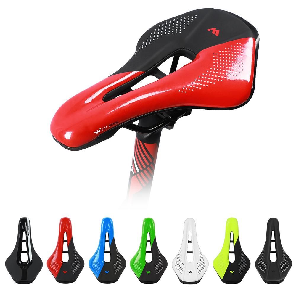 Bike Saddle Steel Rails Mountain Bicycle Seat Soft PU Leather Road MTB Bike Saddle Hollow Breathable Bike Saddle Bike Accessories Riding Equipment