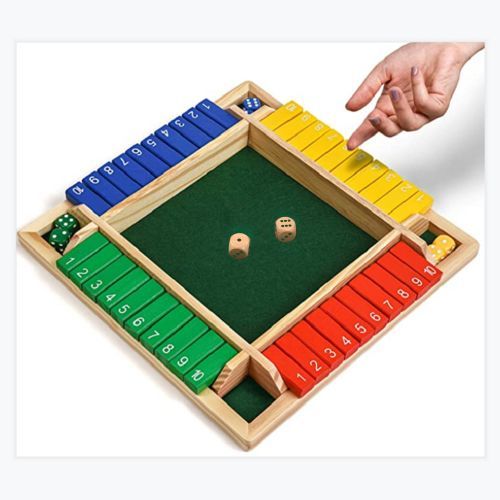 Wood Four Sided 10 Numbers Board Game Set Dice Table