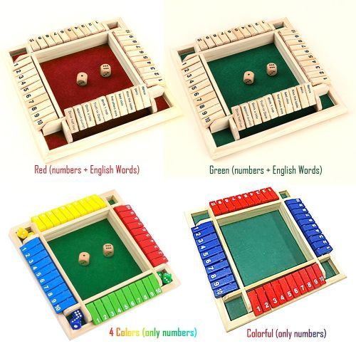 Wood Four Sided 10 Numbers Board Game Set Dice Table