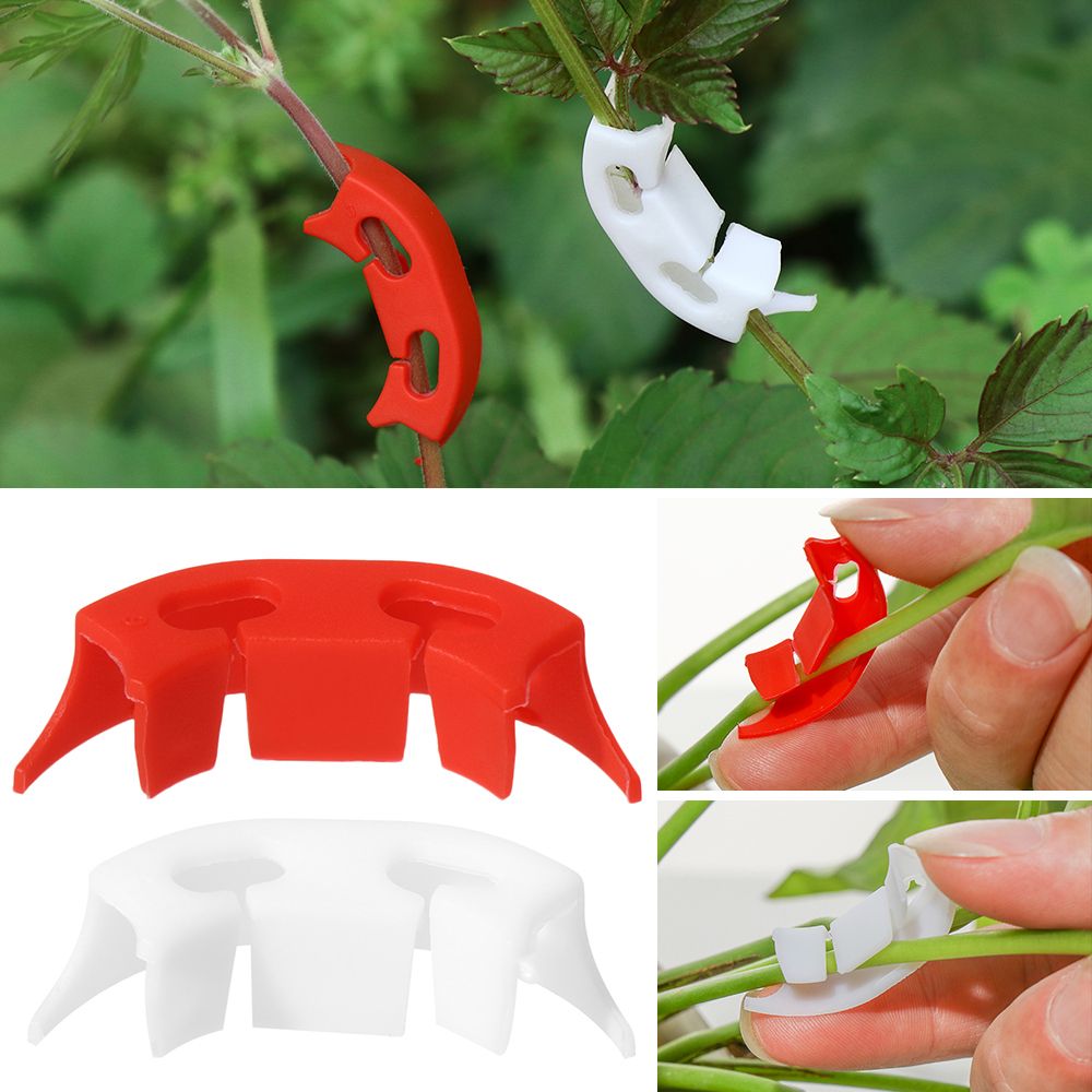 100PCS Plant Vine Seedling Grad Retaining Clips 90 Degree Plant Bender For Flower Tomato-red