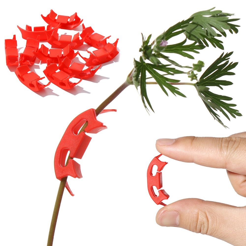 100PCS Plant Vine Seedling Grad Retaining Clips 90 Degree Plant Bender For Flower Tomato-red
