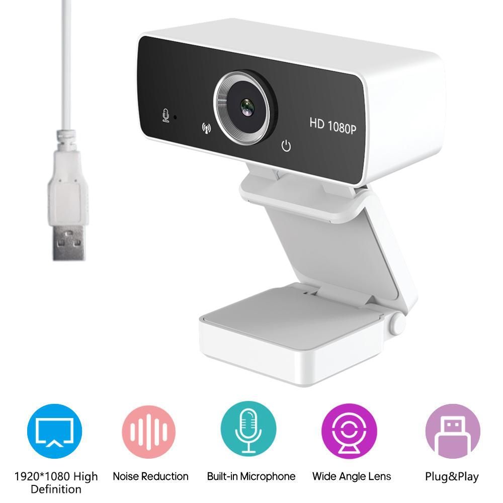 1080P Full High Definition Webcam USB Web Cam Noise Reduction Micophone Mini Computer PC Laptop Camera for Video Conference Live Streaming Chat Online Teaching