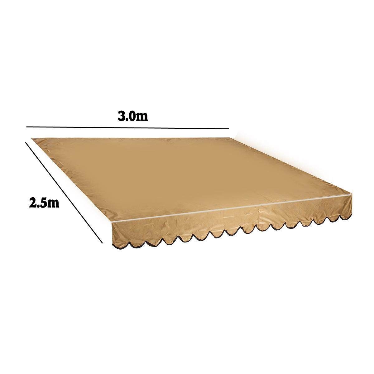 Beige Outdoor Folding Arm Awning Sunshade Cover Cloth Retractable Balcony Canopy-3*2.5m Not Specified