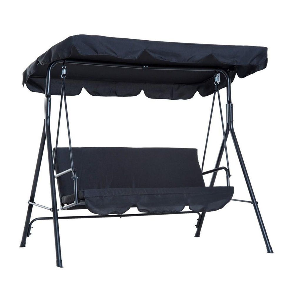 Seater Size Outdoor Garden Patio Swing Sunshade Cover Canopy Seat Top Cover Courtyard Waterproof Swing Sunshade Black