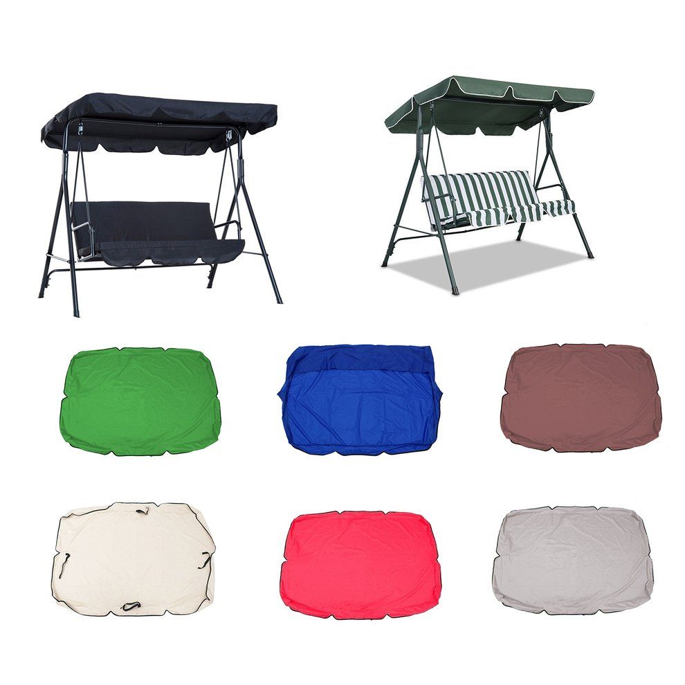 Seater Size Outdoor Garden Patio Swing Sunshade Cover Canopy Seat Top Cover Courtyard Waterproof Swing Sunshade Black