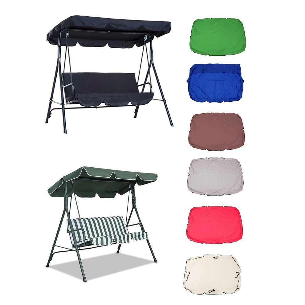 Seater Size Outdoor Garden Patio Swing Sunshade Cover Canopy Seat Top Cover Courtyard Waterproof Swing Sunshade Black