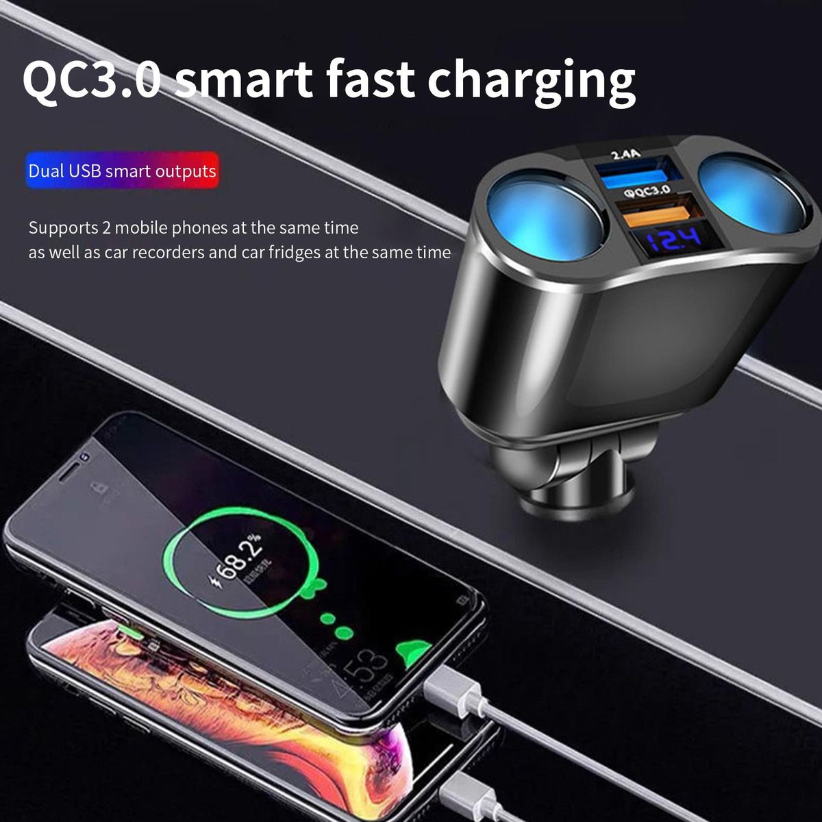 Charger Socket Portable Ignition Socket Black