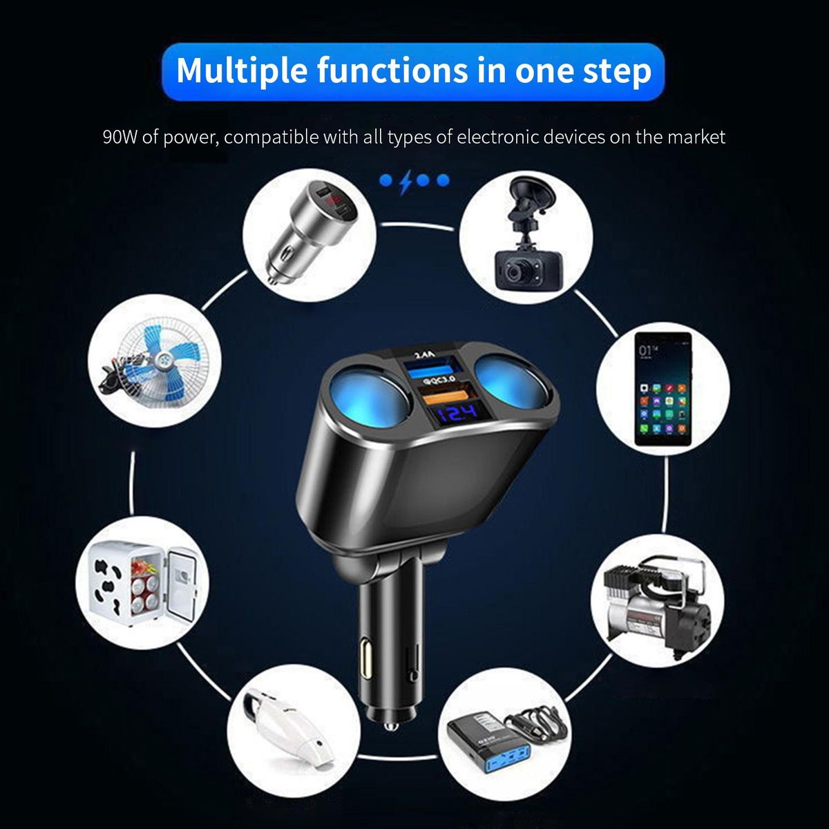 Charger Socket Portable Ignition Socket Black