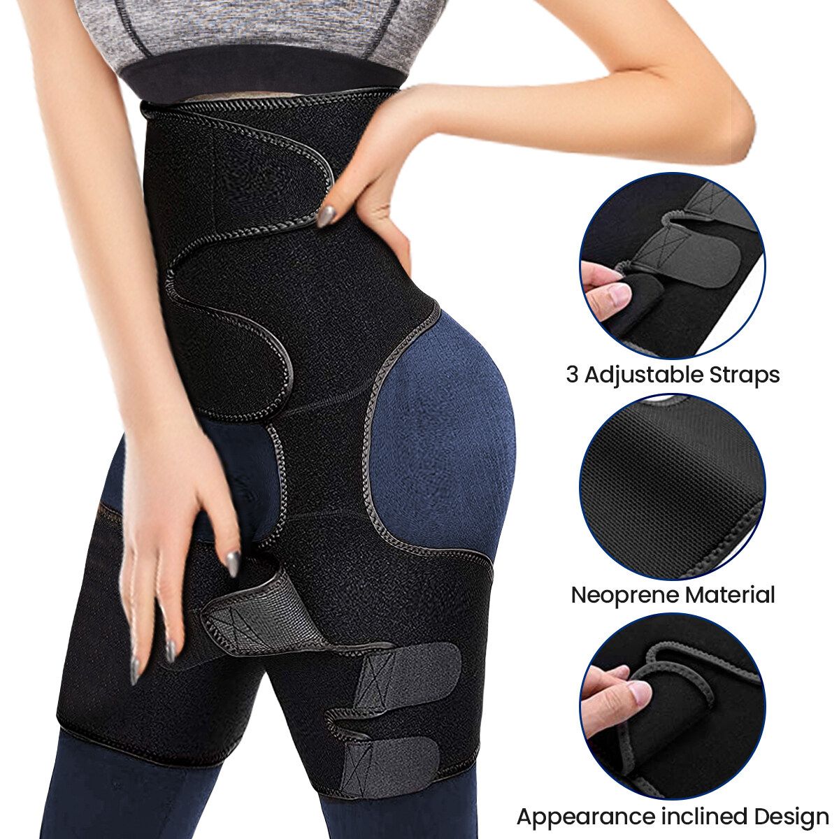 3 In 1 Waist Trainer Belt Waist Thigh Trimmer Adjustable Hip Enhancer Shapewear Body Shaper For Training Fitness 45.2x16.5inch