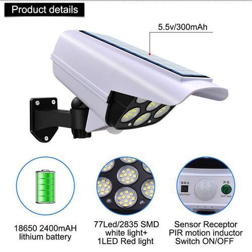 77 LED Solar Security Light Motion Sensor Camera Wireless Outdoor