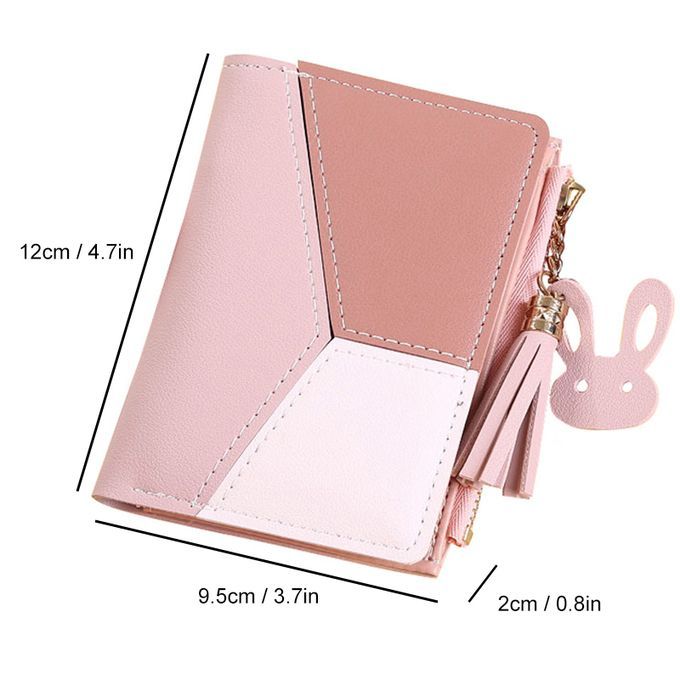 Women's PU Leather Short Zipper Simple Fashion Purse - Pink