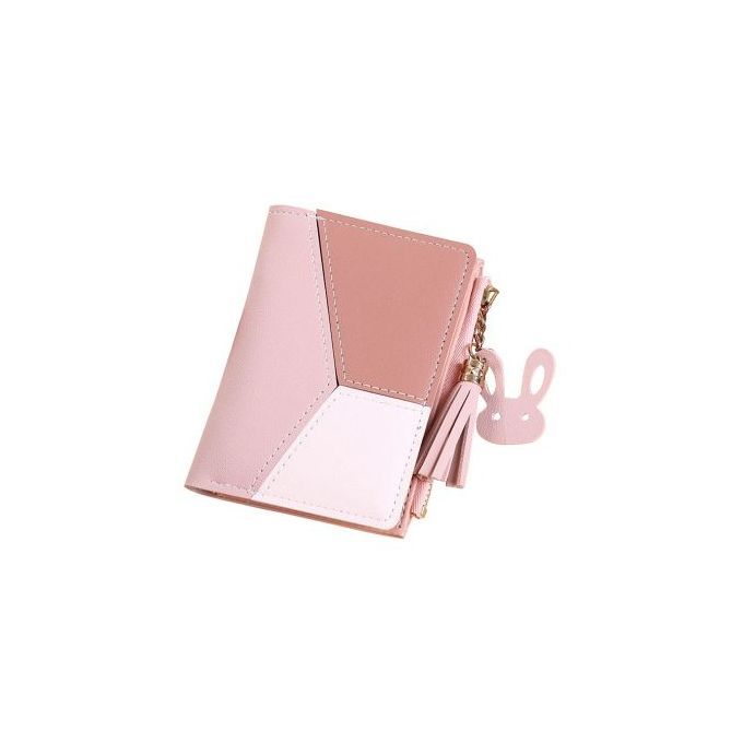 Women's PU Leather Short Zipper Simple Fashion Purse - Pink