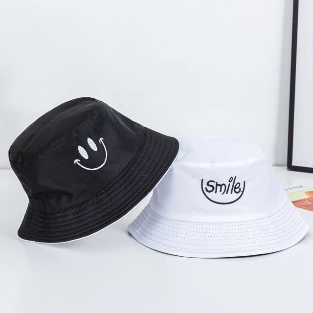2 In 1 Unisex Double Sided Reversible Bucket Hat Smiley Face
