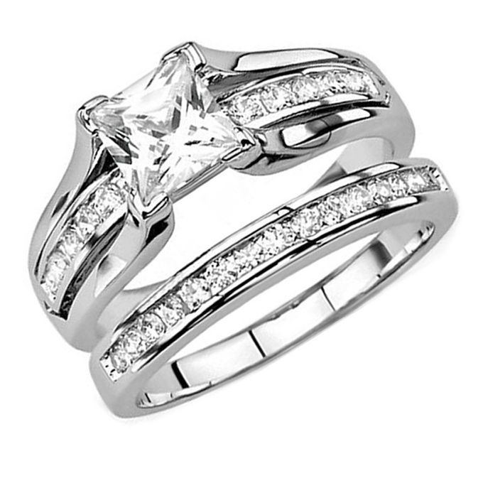 Wedding Ring Set Diamond For Couple Silver