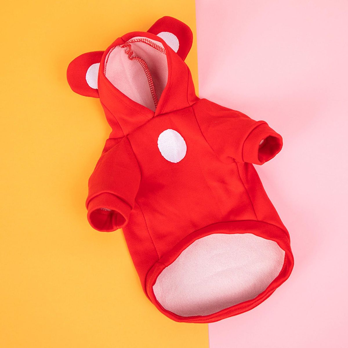 Pet Sweatshirt Bear Ear Cat Dog Hooded Two-legged Pullover Red