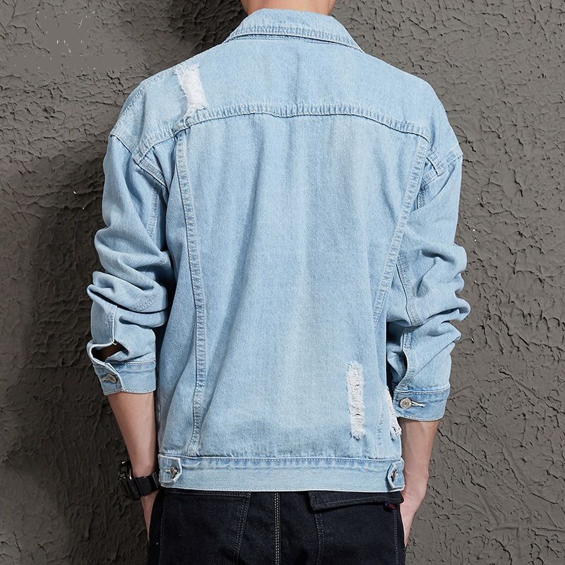 Denim Jacket Korean Casual Jacket Youth Trend Hooded Couple-Light Blue