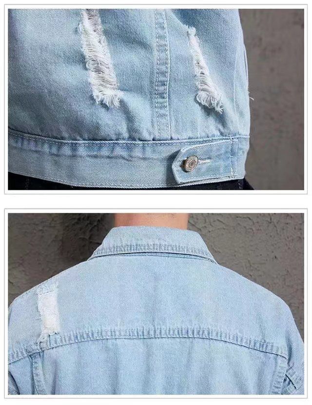 Denim Jacket Korean Casual Jacket Youth Trend Hooded Couple-Light Blue