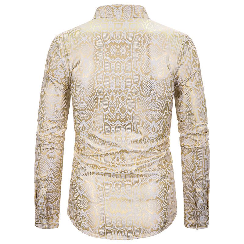 Men's Long Sleeve Shirt Snake Foil Print Men's Shirt Costume