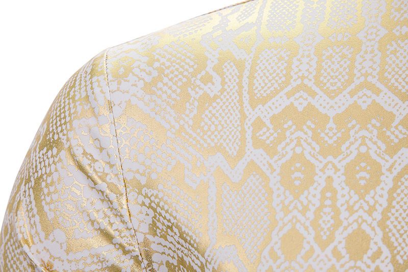 Men's Long Sleeve Shirt Snake Foil Print Men's Shirt Costume