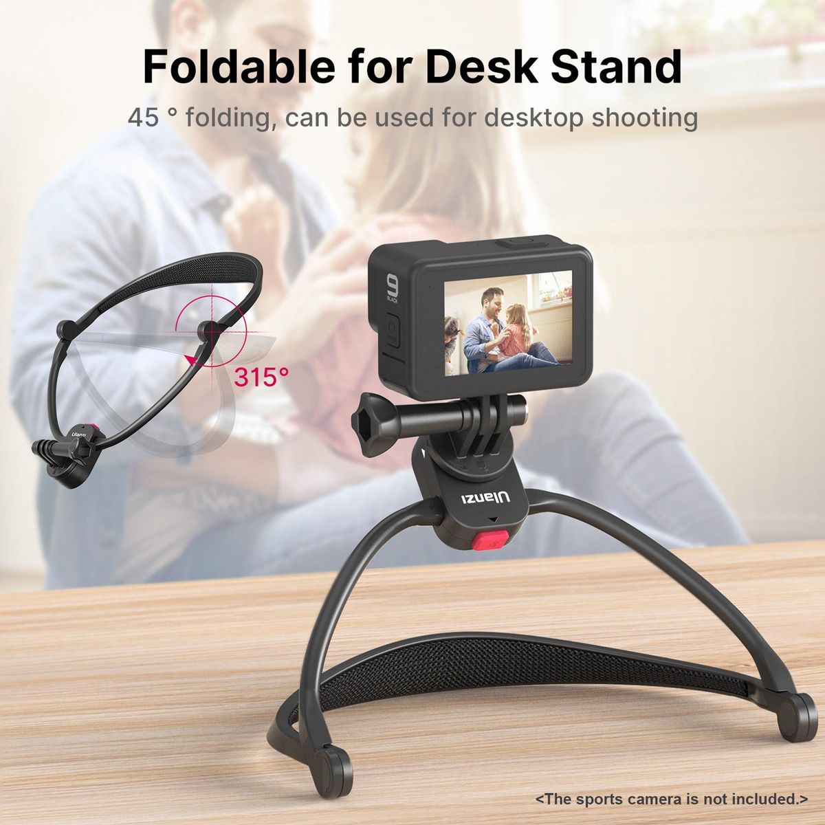 Ulanzi Go-Quick II Sports Camera Neck Holder Mount Quick Installation Foldale for Desk Stand Replacement for GoPro Hero 10/9/8 or Other Sports Cameras