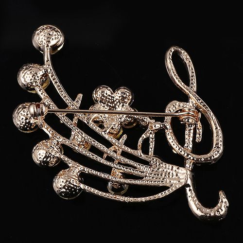 Women's Rhinestone Musical Note Blossom Brooch Pin Jewelry Party Xmas Gift