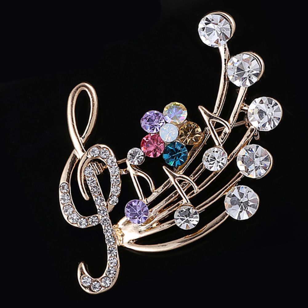 Women's Rhinestone Musical Note Blossom Brooch Pin Jewelry Party Xmas Gift