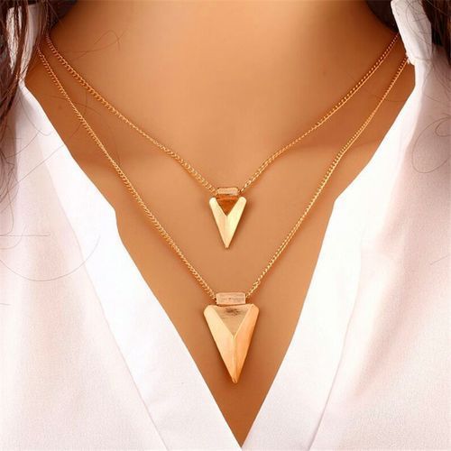 Women's Two-layer Metal Pendant Chain Necklace 2