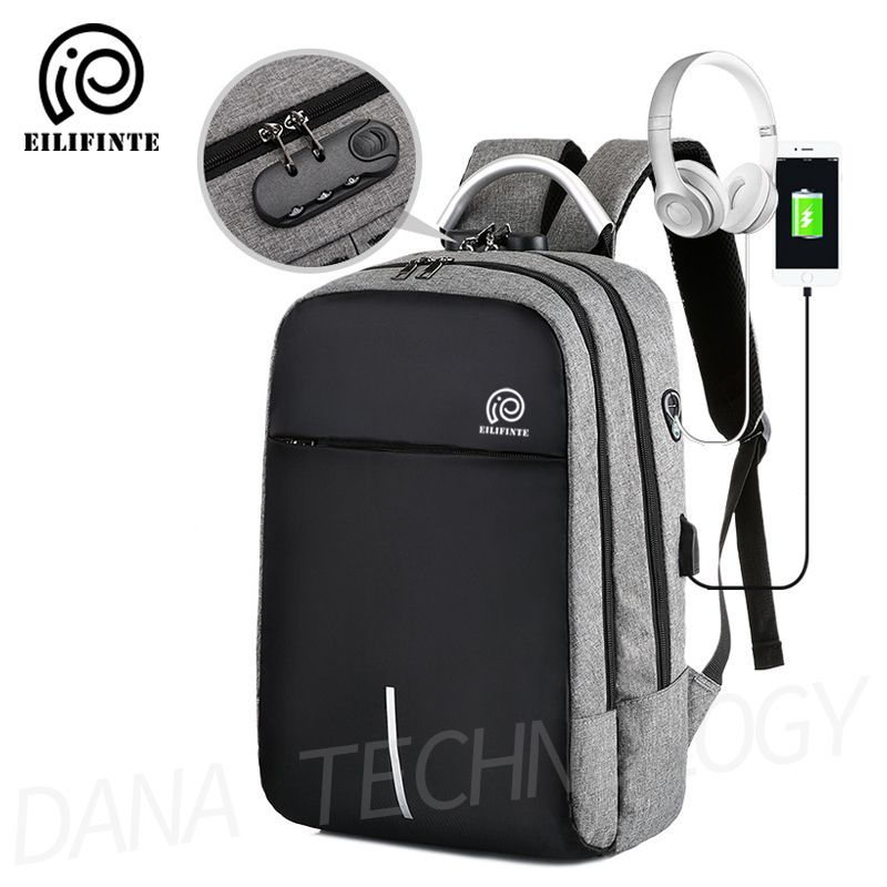 B07 Anti Theft Business Laptop Backpack-Black&Grey