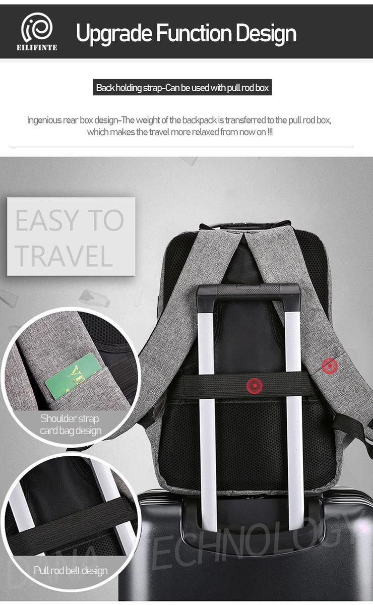 B07 Anti Theft Business Laptop Backpack-Black&Grey