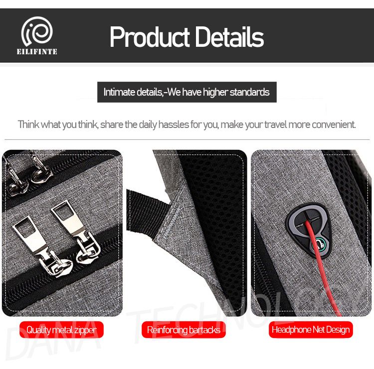 B07 Anti Theft Business Laptop Backpack-Black&Grey