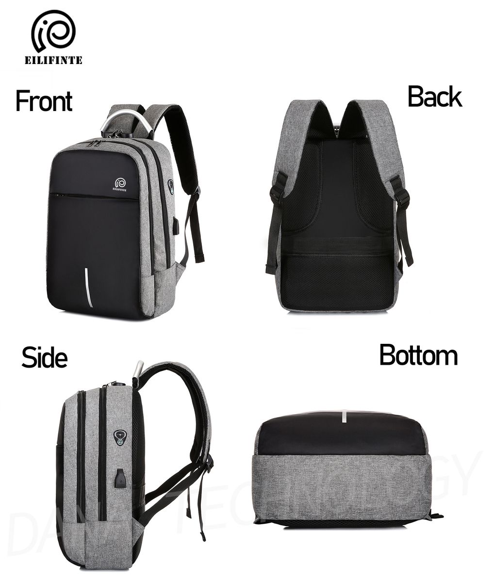 B07 Anti Theft Business Laptop Backpack-Black&Grey
