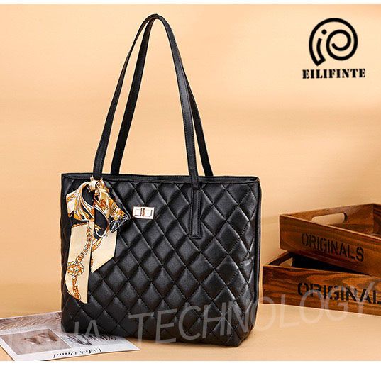 B12 Ladies Stylish PU Shoulder Handbag - Black