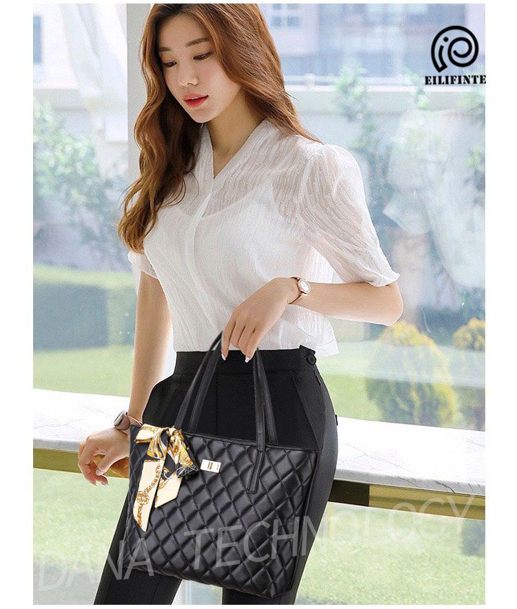 B12 Ladies Stylish PU Shoulder Handbag - Black