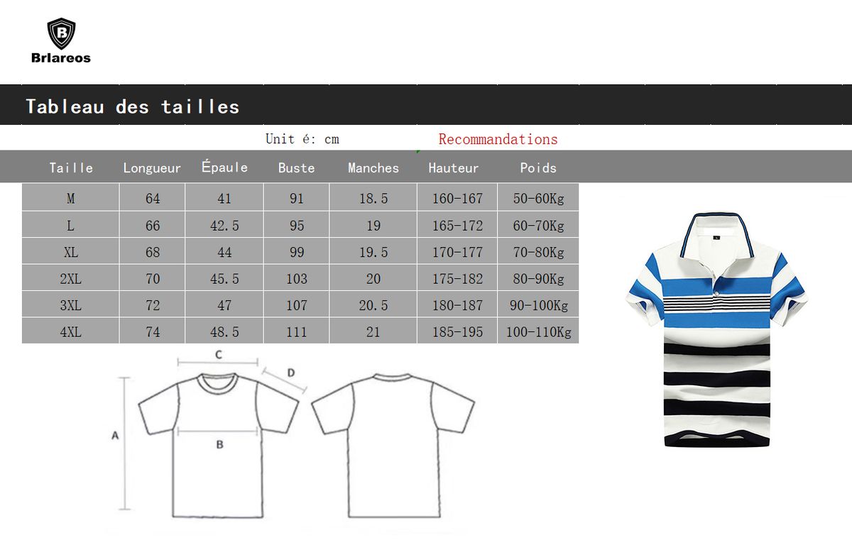 Men's Cotton Short Sleeve POLO(BlueStripe)