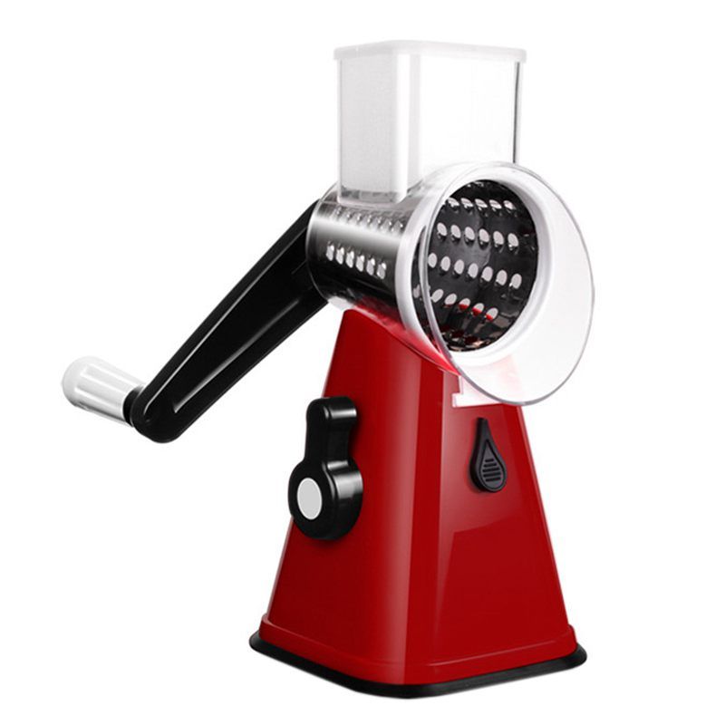 （Red）Rotary Grater Vegetable Slicer Hand Grater For Kitchen Food Slicer Shredder Easy To Clean GRE